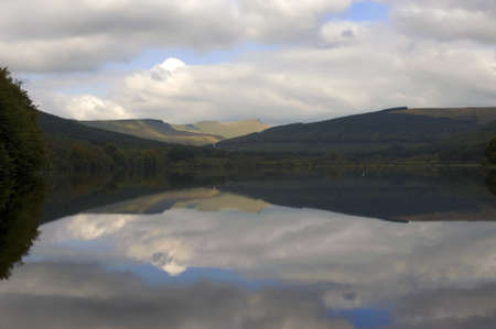 reservoir in the brecon beacons national park powys wales ukの写真素材