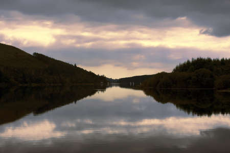 reservoir in the brecon beacons national park powys wales ukの写真素材