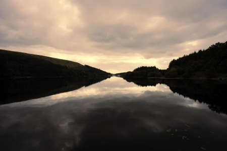 reservoir in the brecon beacons national park powys wales ukの写真素材