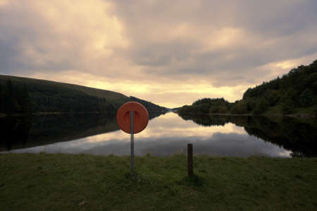 reservoir in the brecon beacons national park powys wales ukの写真素材
