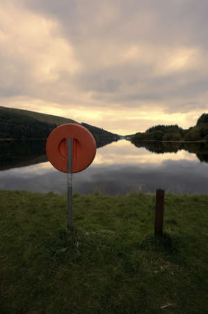 reservoir in the brecon beacons national park powys wales ukの写真素材