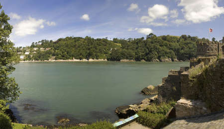 dartmouth castle on the estuary of the river dart devonの写真素材