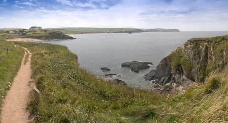 views of the devon coast from bantham to thurlestone the south hams from the south west devon footpathの写真素材