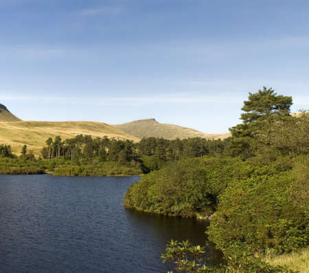 reservoir in the brecon beacons national park powys wales ukの写真素材