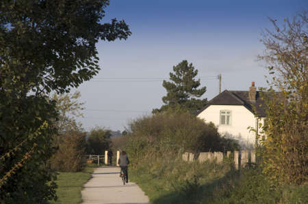 footpath and cycleway the greenway disused and converted railway line stratford upon avon warwickshire the midlands england ukの写真素材