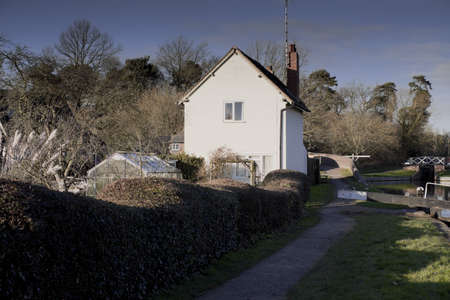 Houses next to canal or river.の写真素材
