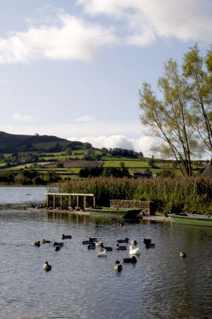 llangorse lake llangors powys brecon beacons national park wales ukの写真素材