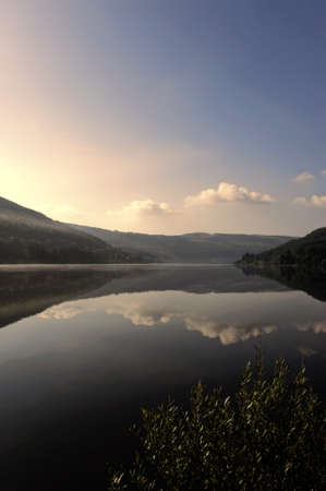 reservoir in the brecon beacons national park powys wales ukの写真素材