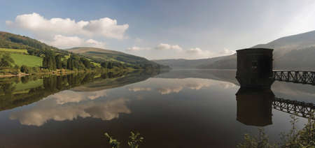 reservoir in the brecon beacons national park powys wales ukの写真素材