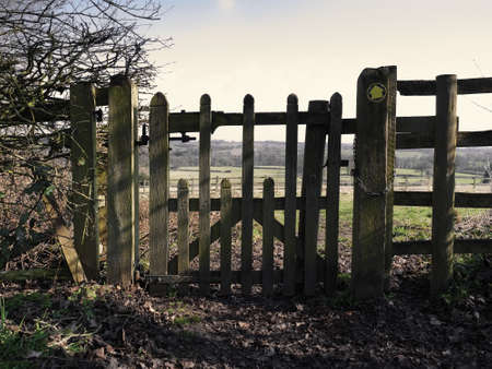 A gate on a footpath.の写真素材