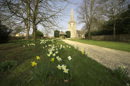 lower slaughter village the cotswolds gloucestershire the midlands england ukの写真素材