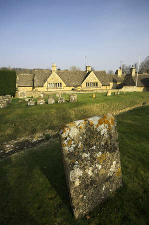The church at Upper Slaughter Village The Cotswolds Gloucestershire The Midlands Englandの写真素材