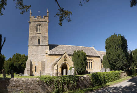 The parish church at stanway village in the cotswoldsの写真素材