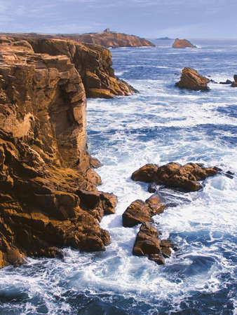 rocks and cliffs on the cote sauvage quiberon brittanyの写真素材