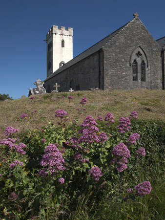 The parish church at manorbier pembrokeshire walesの写真素材