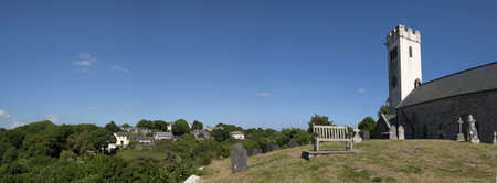 The parish church at manorbier pembrokeshire walesの写真素材