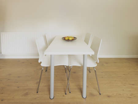 dining room in newly restored rebuilt house work surfacesの写真素材