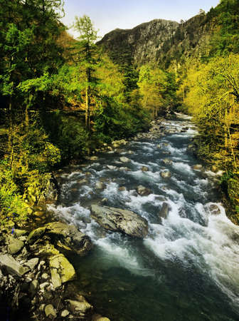 the gorge of the river glaslyn, afon glaslyn, aber glaslyn falls in the snowdonia national park...