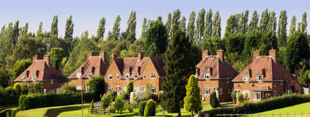 village with houses in countrysideの写真素材