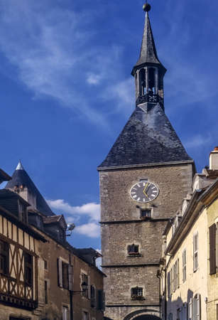 a village with old houses in franceの写真素材
