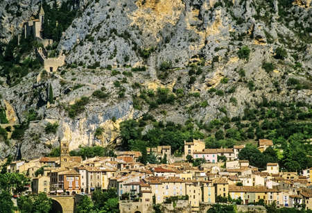 moustiers ste marie village provence alpes du haute provence south of france europeの写真素材