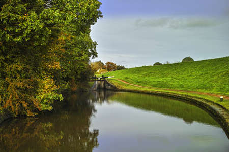 a lock gate on a canal on the inland waterways network of navigable canals and waterways in the english and british countryside in the uk, united kingdom, great britain, europeの写真素材