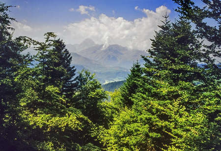 a view of the pyrenees mountains in franceの写真素材