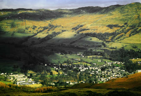 village with houses in countrysideの写真素材
