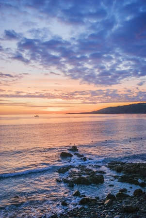 sunrise over the sea, coverack, cornwall, ukの写真素材