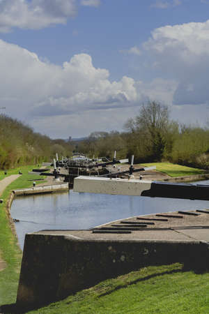 grand union canal hatton flight of locks warwickshire midlands england ukの写真素材
