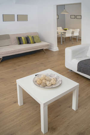 lounge area in newly restored rebuilt house 