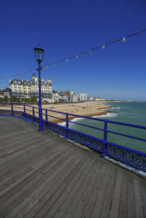 eastbourne pier and beach sussex UKの写真素材