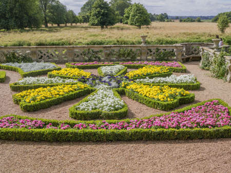 formal garden of a stately homeの写真素材