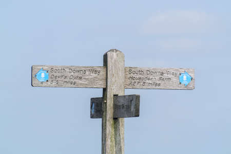 view from the south downs way footpath, sussex, england uk