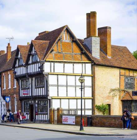 Old timber framed buildings in Stratford upon Avonの素材
