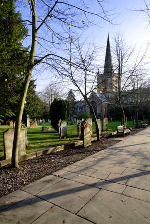 Shakespeares burial place holy trinity church stratford-upon-avon  warwickshire the midlands england uk.の写真素材
