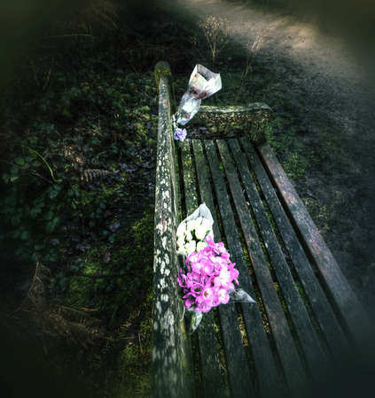 Flowers on benchの素材