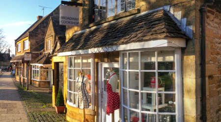 Old houses on the high street of Broadway village in the worcestershire cotswolds Midlands england...