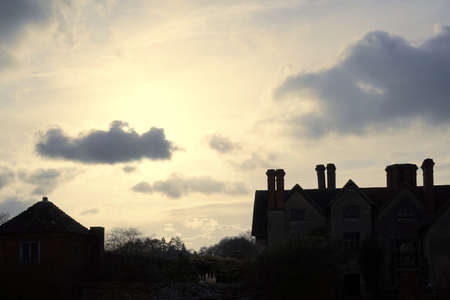 Stately home at sunsetの素材