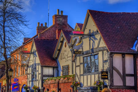 Old half timbered houses in the centre of Stratford upon Avon ukの素材