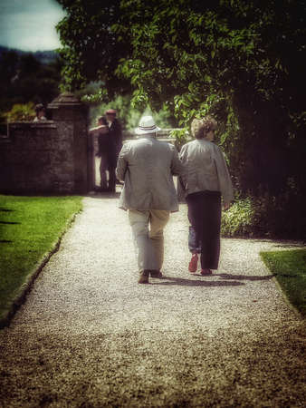 Tourists at English stately homeの素材