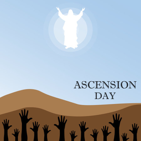 happy ascension day text vector.suitable for card, banner, or posterのイラスト素材