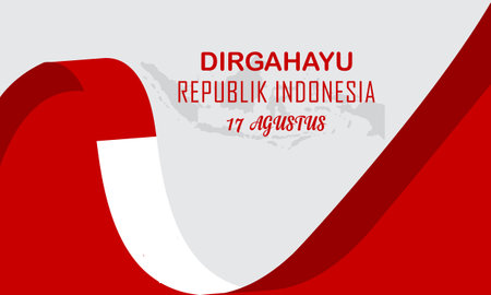 Greeting card design for independence day of Indonesia. Vector illustration.のイラスト素材