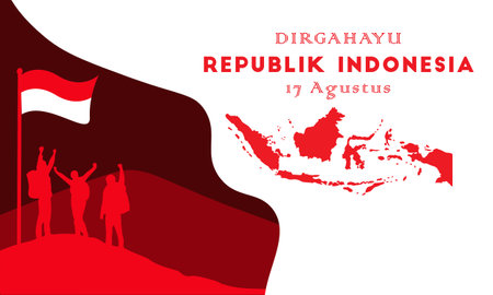 Indonesia Independence Day greeting card, banner or poster design.のイラスト素材