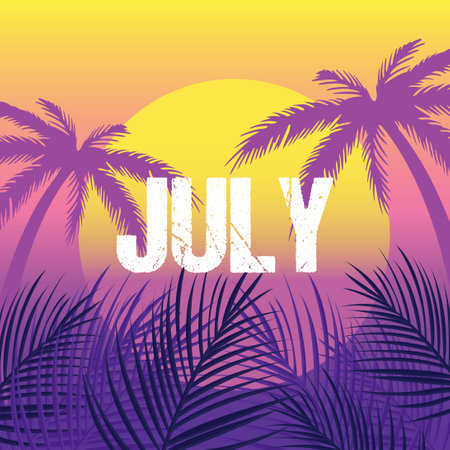 july design over yellow background, vector illustration. graphic design. banner