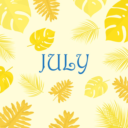 Tropical background with palm leaves. Vector illustration in flat style