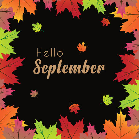 hello september vector illustration. suitable for card, banner, or posterのイラスト素材