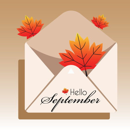 hello september vector illustration. suitable for card, banner, or posterのイラスト素材