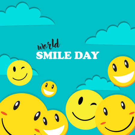 world smile day vector illustration. suitable for card, banner, or posterのイラスト素材
