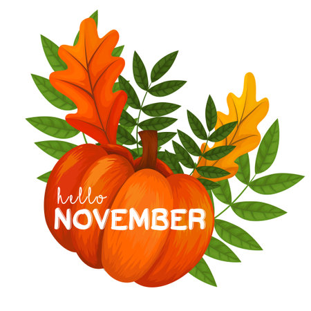 hello november vector illustration. it is suitable for card, banner, or posterのイラスト素材